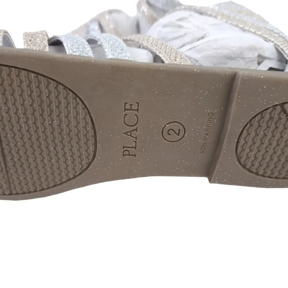 NEW Children's Place Silver Gold Sandals Size 2 Summer Shoes